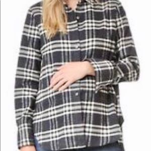 Hatch • Blue Plaid Maternity Button Up Shirt - P